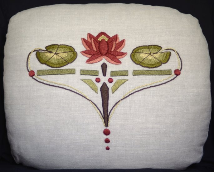 Water Lily Pillow (Fire color-way) - Click Image to Close